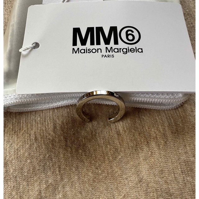 5新品 メゾン マルジェラ MM6 ブランドロゴ カフ リング シルバー指輪