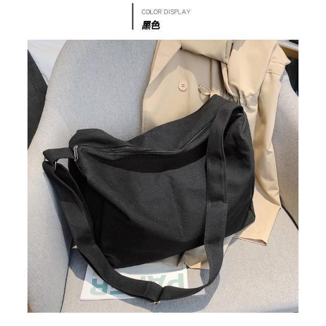 ブラック　大容量　キャンバストートバッグ　マザーズバッグ　エコバッグ　男女共用 レディースのバッグ(トートバッグ)の商品写真