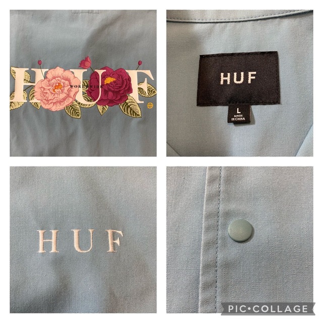 HUF ハフ　ワンポイント　刺繍　ビッグロゴ　Lサイズ　ハフ　シャツ　sk8 3