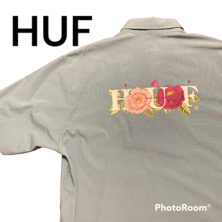 HUF ハフ　ワンポイント　刺繍　ビッグロゴ　Lサイズ　ハフ　シャツ　sk8