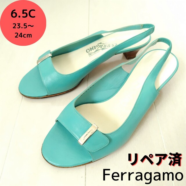美品❤フェラガモ【Ferragamo】ロゴ パンプス サンダル 23.5-24㎝ 有名