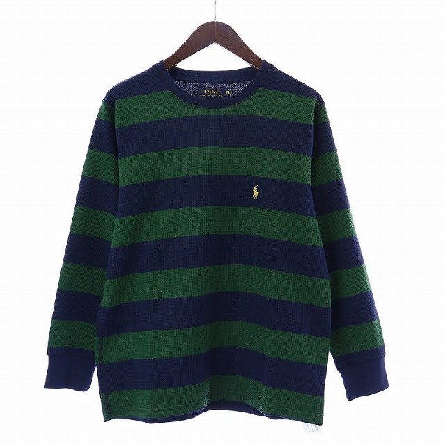 POLO RALPH LAUREN(ポロラルフローレン)のポロ ラルフローレン ワッフルＴ カットソー 長袖 クルーネック ボーダー M メンズのトップス(Tシャツ/カットソー(七分/長袖))の商品写真