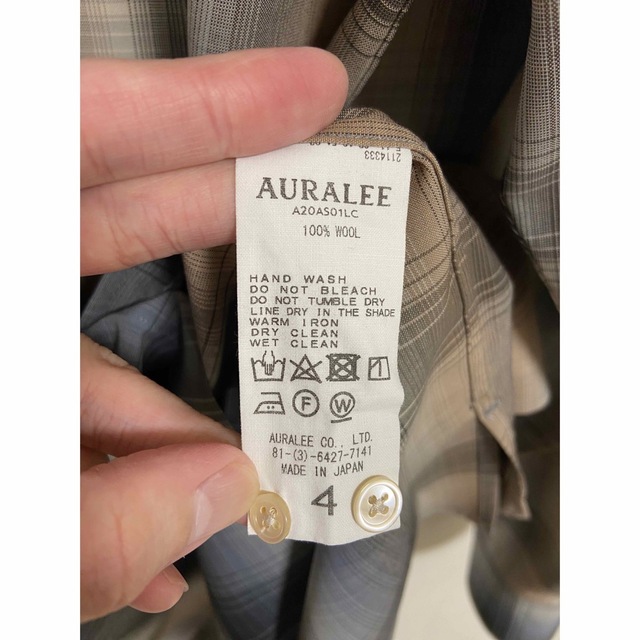 AURALEE - AURALEE 20AW スーパーライトウール チェック シャツ