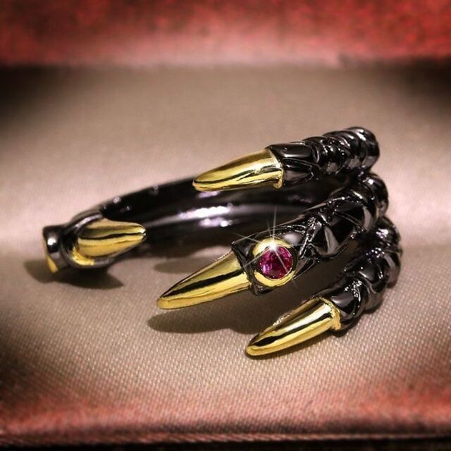 ドラゴン クロウ クロー ネイル 爪 リング 指輪 フリーサイズ 龍 ブラック メンズのアクセサリー(リング(指輪))の商品写真