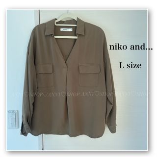 ニコアンド(niko and...)のnikoand...♡ニコアンド♡カーキ♡抜襟スキッパーブラウス♡七分袖♡とろみ(シャツ/ブラウス(長袖/七分))