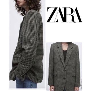 ザラ(ZARA)の【新品未使用】ZARA   チェックウールブレンドブレザー(テーラードジャケット)