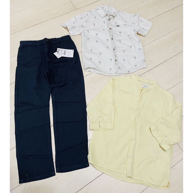 ZARA KIDS(ザラキッズ)のZara 新品ありシャツパンツ120cm-130cm 3点セット  キッズ/ベビー/マタニティのキッズ服男の子用(90cm~)(Tシャツ/カットソー)の商品写真