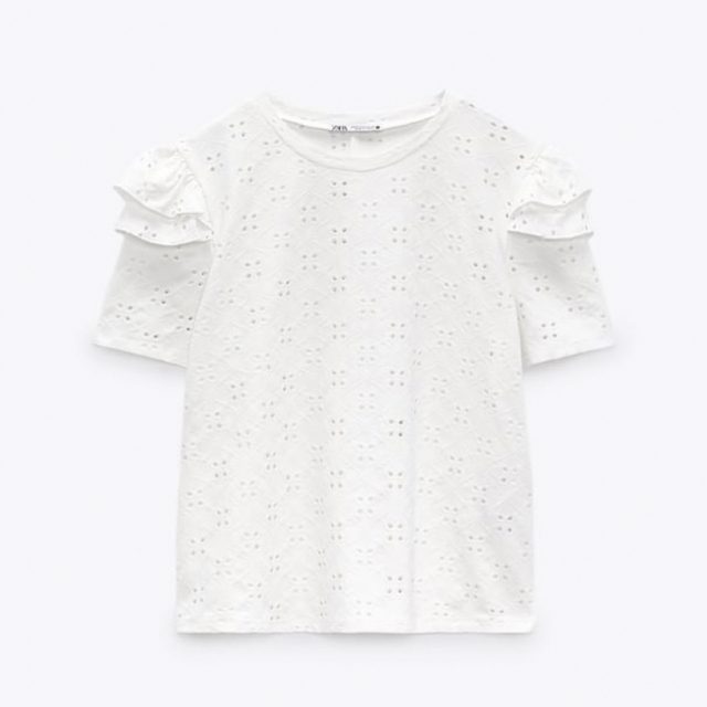 ZARA(ザラ)のカットワークエンブロイダリーTシャツ レディースのトップス(Tシャツ(半袖/袖なし))の商品写真