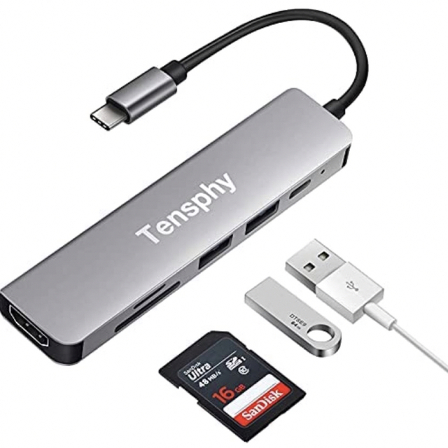 Tynsphy USB Type C ハブ 6ポートHDMI TFカードリーダー スマホ/家電/カメラのPC/タブレット(PC周辺機器)の商品写真