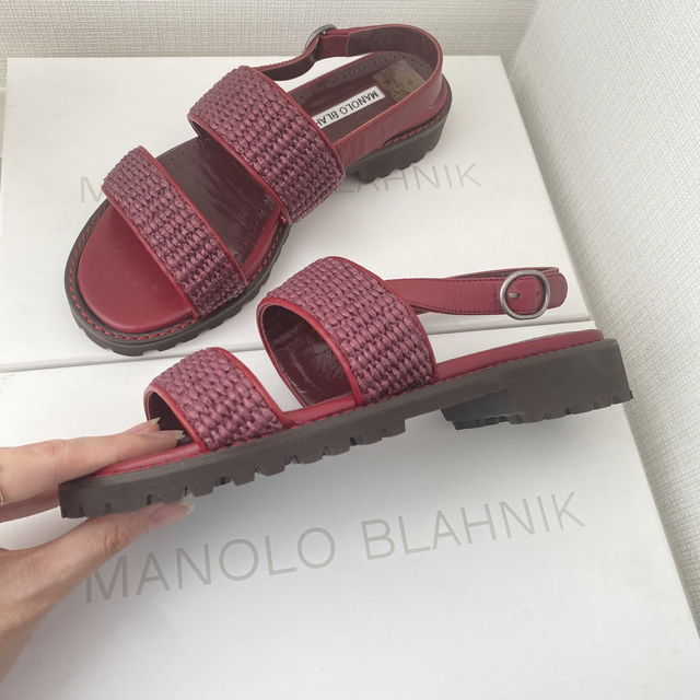 MANOLO BLAHNIK(マノロブラニク)の【新品】MANOLO BLAHNIK マノロブラニク スポーツサンダル ワイン レディースの靴/シューズ(サンダル)の商品写真