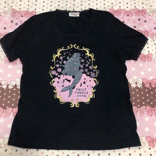 エミリーテンプルキュート(Emily Temple cute)のエミリーテンプルキュート#マーメイド柄Tシャツ#黒#ブラック#人魚姫#ピンク(Tシャツ(半袖/袖なし))