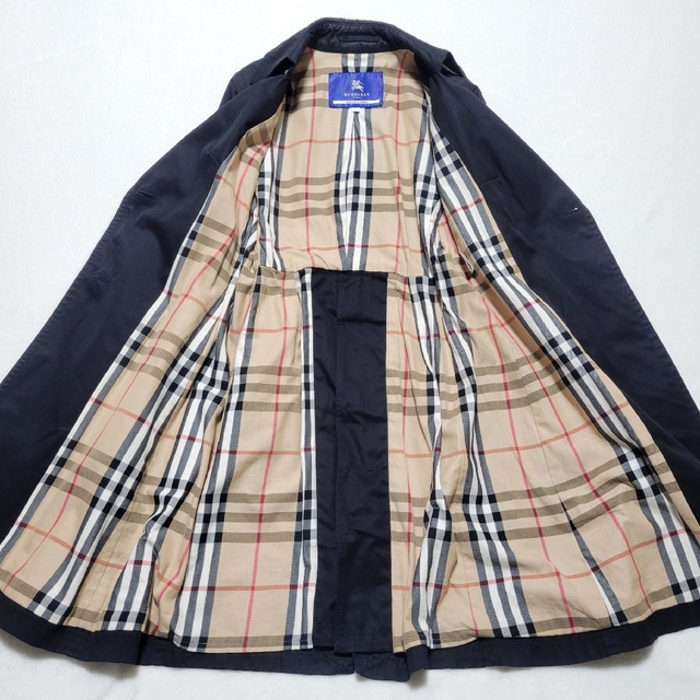 【良品】バーバリーブルーレーベル トレンチコート メガチェック ベルト 黒 38