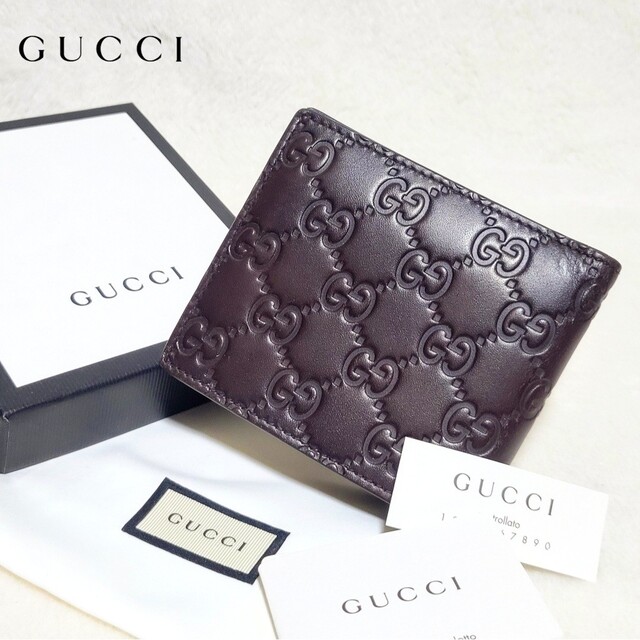 新品 未使用 箱付き】GUCCI 二つ折り 財布 シマ アヴェル GG柄 茶色