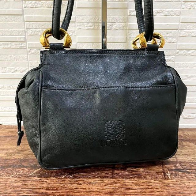 良品 ロエベ アナグラム ナッパ レザー ショルダー バッグ ポシェット