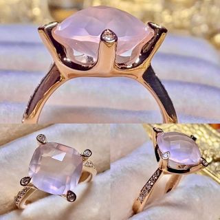 クラシック✨上質リング✨チェッカーボードカットローズクォーツダイヤモンドリング