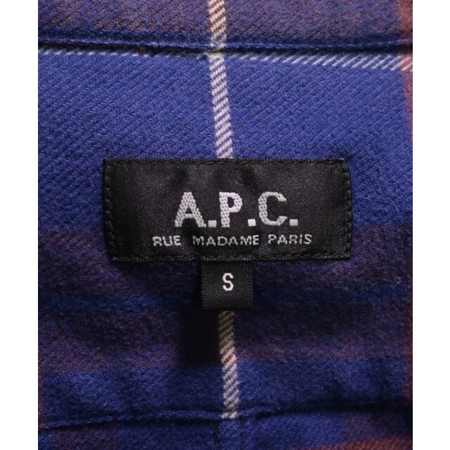 A.P.C. アーペーセー カジュアルシャツ S 青x茶x白等(チェック)