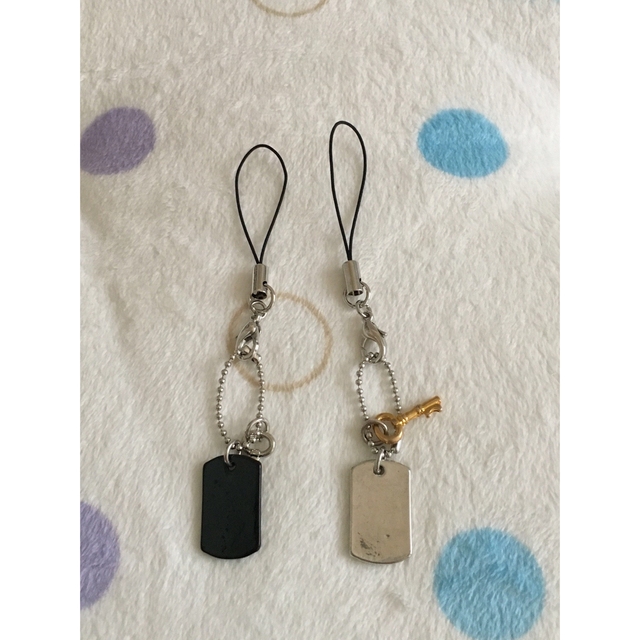 ドッグタグと鍵のストラップ スマホ/家電/カメラのスマホアクセサリー(ストラップ/イヤホンジャック)の商品写真