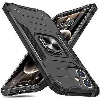 【S50】iPhone11耐衝撃リング付車載対応スタンドケース（黒）