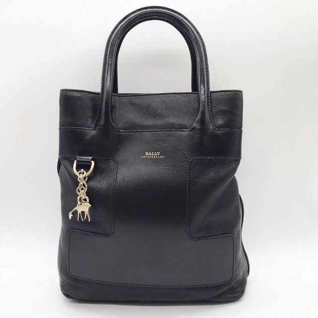 【極美品】BALLY バリー フォーマル ハンドバッグ ブラック チャーム付き