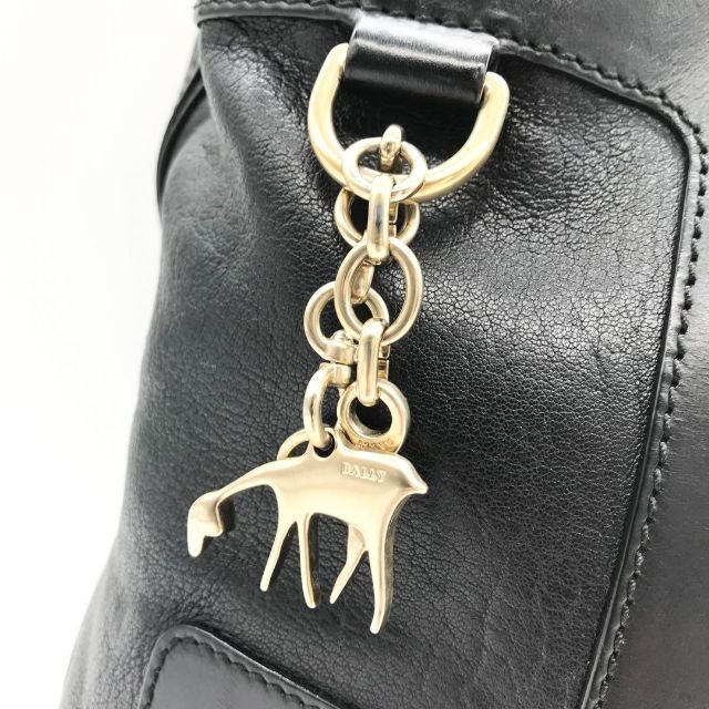 【極美品】BALLY バリー フォーマル ハンドバッグ ブラック チャーム付き