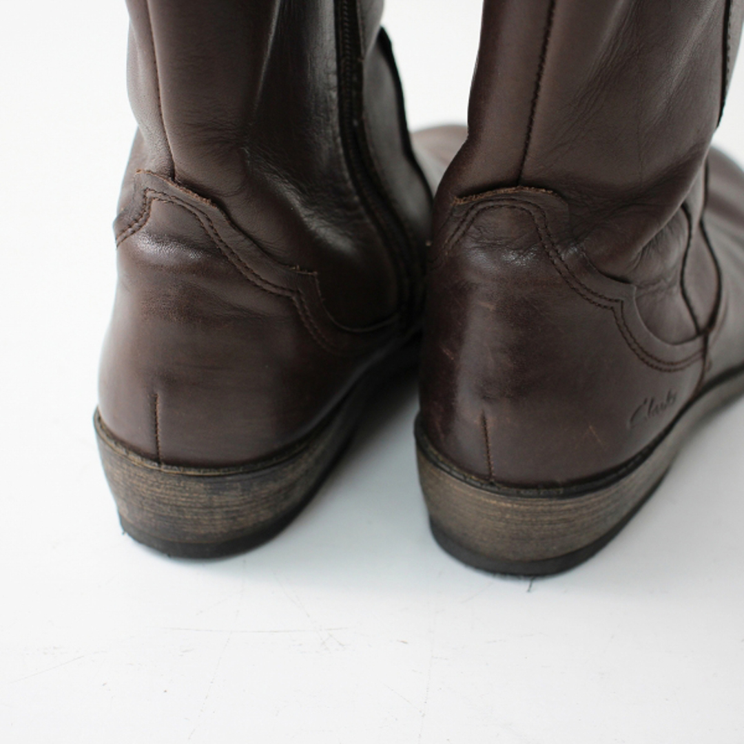 Clarks(クラークス)のClarks クラークス レザーショートブーツ UK3.5F/ブラウン 22.5cm サイドジップ 刺繍【2400013265720】 レディースの靴/シューズ(ブーツ)の商品写真