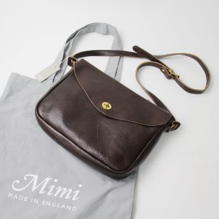 Mimi ミミ FRANK レザー フラップ ショルダーバッグ/ブラウン 鞄【2400013265317】
