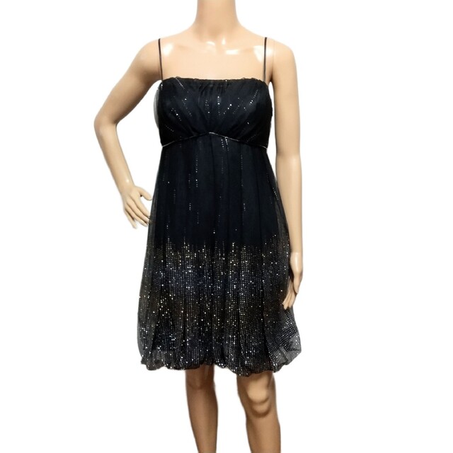 背中スピンドル 胸下ビジュー バルーン ミニドレス パーティードレス レディースのフォーマル/ドレス(ミニドレス)の商品写真