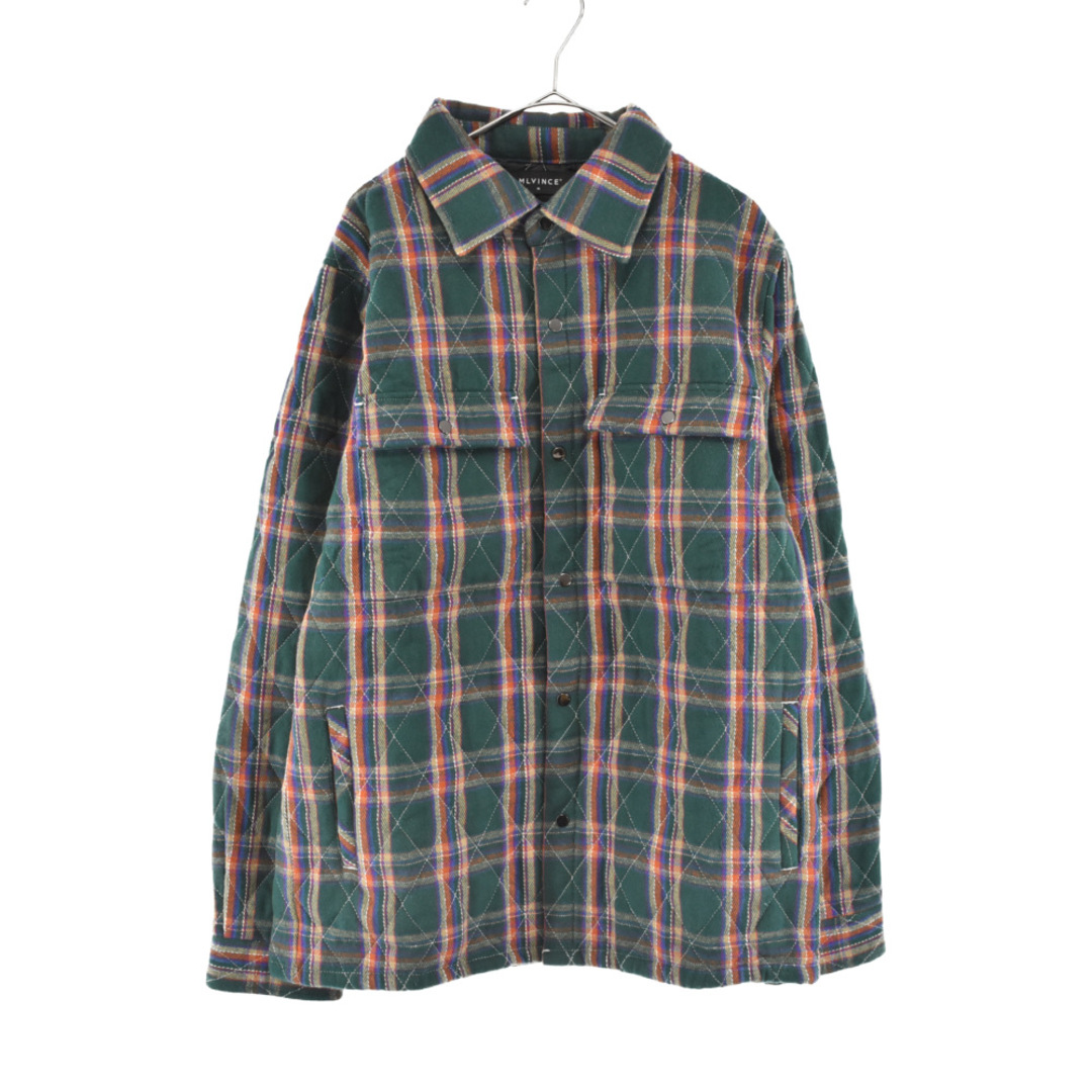 MLVINCE メルヴィンス OUILTED CHECK SHIRT JACKET キルティング加工チェック総柄シャツジャケット グリーン