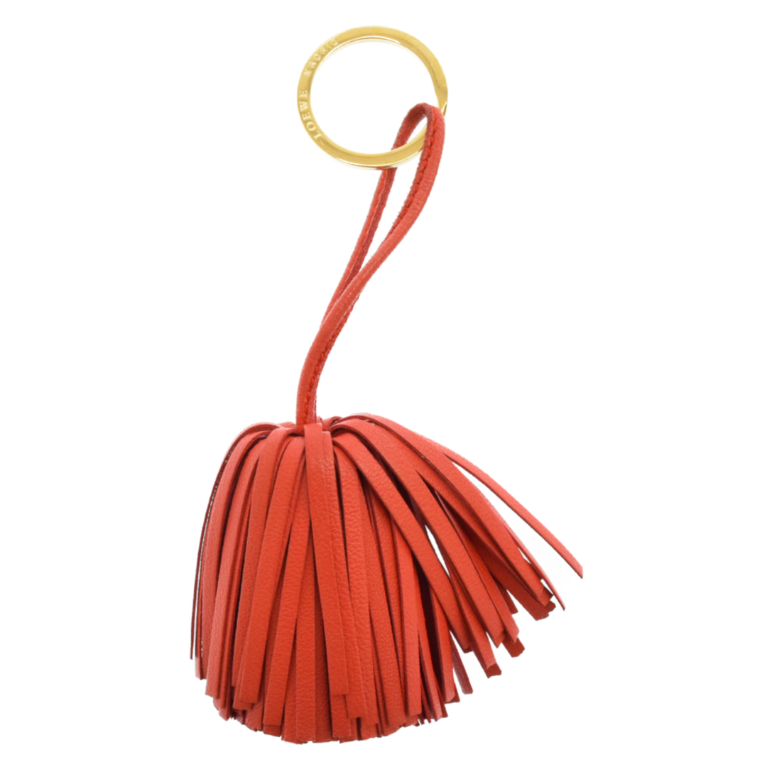 LOEWE ロエベ フリンジ タッセル バッグチャーム キーホルダー レッド