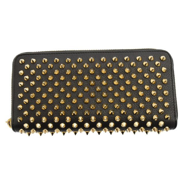 Christian Louboutin(クリスチャンルブタン)のCHRISTIAN LOUBOUTIN クリスチャンルブタン PANETTONE WALLET NV CALF EMPIRE SPIKES パネトーネ ゴールドスパイク ロングウォレット 長財布 1185059 ブラック メンズのファッション小物(長財布)の商品写真