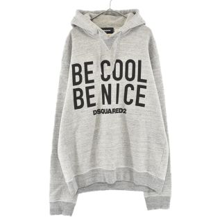 DSQUARED2 ディースクエアード 18SS BE COOL NICE HOODIE S71GU0237 S25148 ビークールナイスフーディ  フロントロゴプリントスウェットプルオーバーパーカー グレー