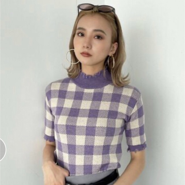 EMODA(エモダ)のEMODA クラッシュショートリブニット レディースのトップス(Tシャツ(半袖/袖なし))の商品写真