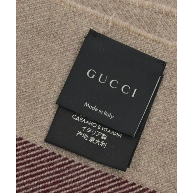 Gucci(グッチ)のGUCCI グッチ マフラー - ベージュx赤x緑 【古着】【中古】 メンズのファッション小物(マフラー)の商品写真