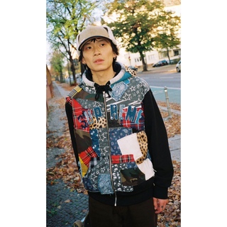 supreme patchwork zip up hooded  m