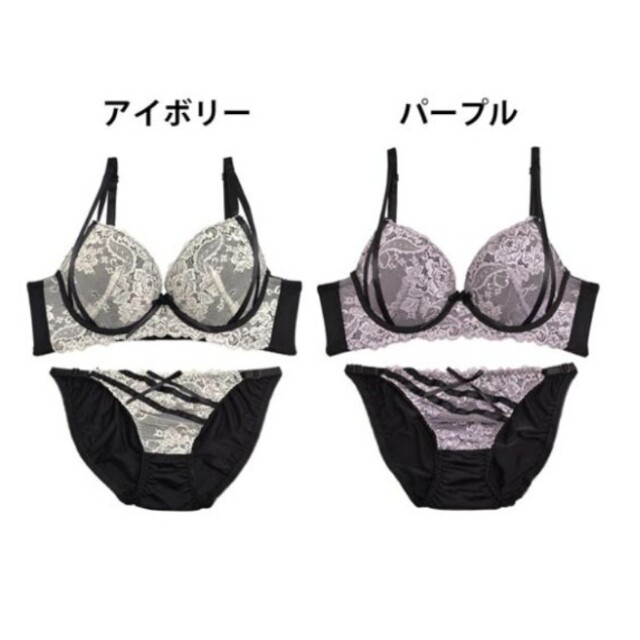 新品♥贅沢フラワーレースコードブラジャーSexyTバックショーツセットパープル レディースの下着/アンダーウェア(ブラ&ショーツセット)の商品写真