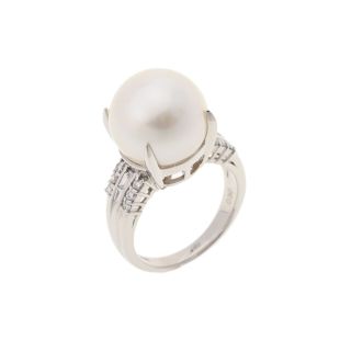田崎真珠 ダイヤモンド×パール リング K18YG 0.07ct 6.3g | www