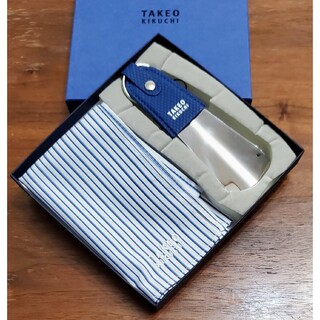 タケオキクチ(TAKEO KIKUCHI)のタケオキクチ　新品　メンズ　ハンカチ＋シューホーン(ブルー)(ハンカチ/ポケットチーフ)