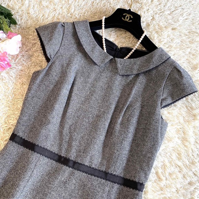 【極美品】トッカ 襟付きレースワンピース ウエストマーク キャップスリーブ 0