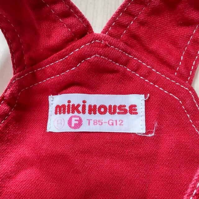 mikihouse(ミキハウス)のmikihouse　ベビー用　赤色デニム キッズ/ベビー/マタニティのベビー服(~85cm)(ロンパース)の商品写真