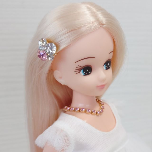 358リカちゃんピンククリアのネックレス・ヘアピンセット●*0402 ハンドメイドのぬいぐるみ/人形(その他)の商品写真