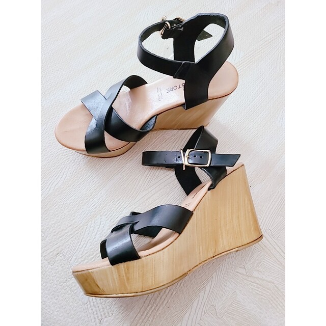 美品✩.*FREAKS STORE レザークロスベルトサンダル size37/黒 | フリマアプリ ラクマ