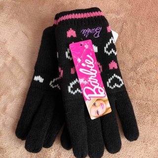 Barbie - 新品 Barbie バービー 手袋 女児 女の子 キッズ てぶくろ 防寒 黒