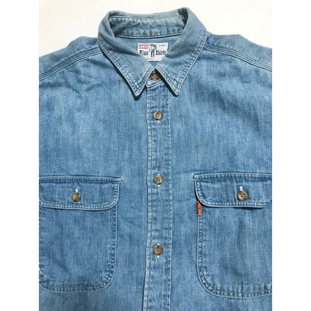 リーバイス Levi's デニムシャツ 長袖シャツ オレンジタブ ブルー M