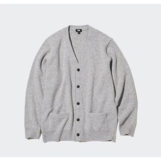 ユニクロ(UNIQLO)の新品未使用タグ付き　ユニクロ　プレミアムラムVネックカーディガン　グレー(カーディガン)