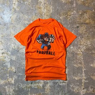 70s unknown ヴィンテージtシャツ USA製 オレンジ フットボール(Tシャツ/カットソー(半袖/袖なし))