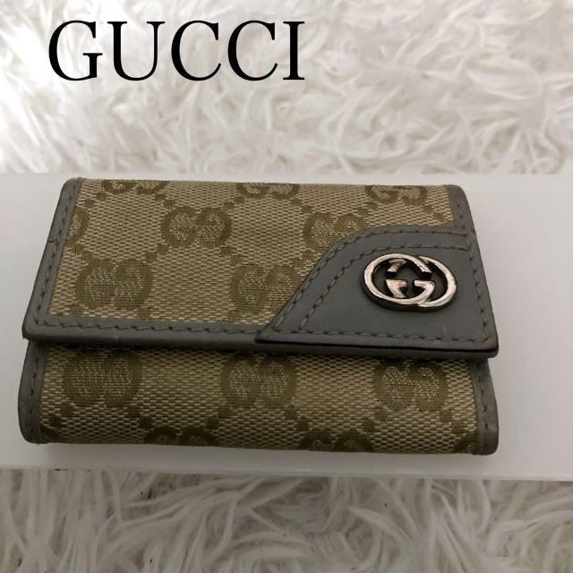 GUCCI GG キャンバス キーケース 6連 インターロッキング グレー 金具 | フリマアプリ ラクマ