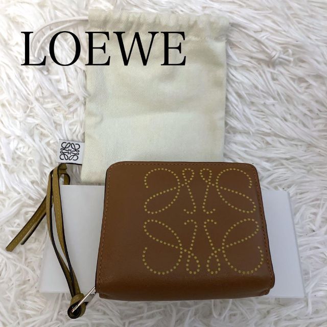 LOEWE ロエベ ラウンドファスナー 財布 アナグラム ブラウン 茶色 レザー-