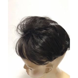 新品！頭頂部付け毛ヘア医療用にもナチュラル自然ブラック大きめ★洗える男女兼用耐熱(その他)