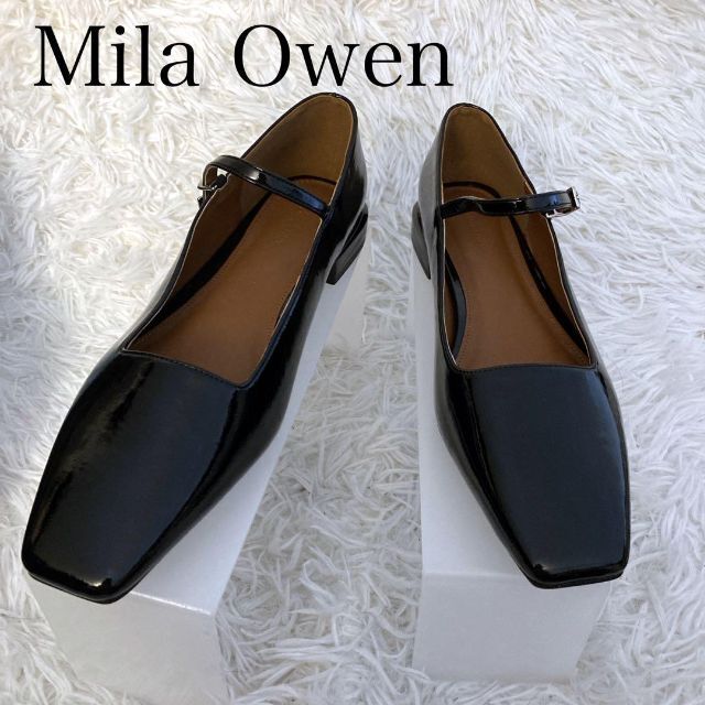 Mila Owen(ミラオーウェン)のMila Owen  メリージェーンフラットパンプス　エナメル　ブラック レディースの靴/シューズ(ハイヒール/パンプス)の商品写真