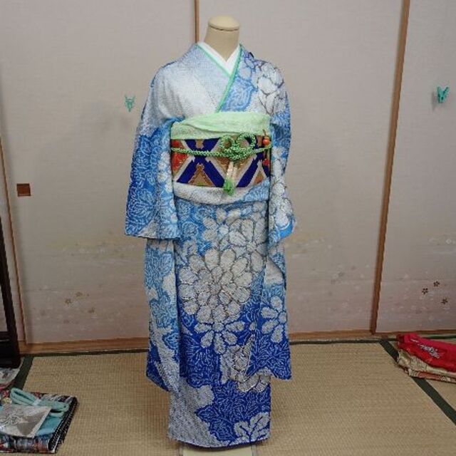 成人式 振袖セット 正絹 総絞り ブルー 着物の通販 by ゆーみ's shop